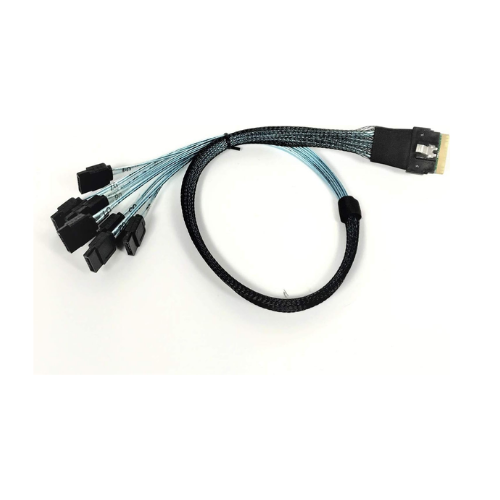 Cabo SlimSAS 8i (SFF-8654) Straight to 8X SATA Cable - 1 Mt